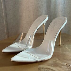 FEMME LA Gigi Mules With Gold Metal Heels size 38